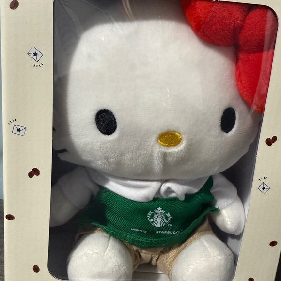 Starbucks Hello Kitty Plush with Red Bow and Green Apron